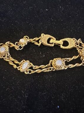 Vintage Goldette NY Bracelet • Early Mark (1955–58) • Opalite Stations